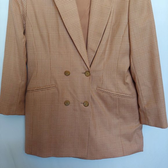 KS. Klaus Steilmann Vintage Light Peach and Brown Plaid Womens Blazer38 - Picture 5 of 15
